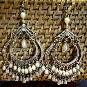 Ornate Pearl Chandelier Earings